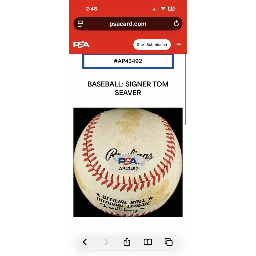 Tom Seaver Signed Official NL Baseball PSA DNA Certified Auto AP43492